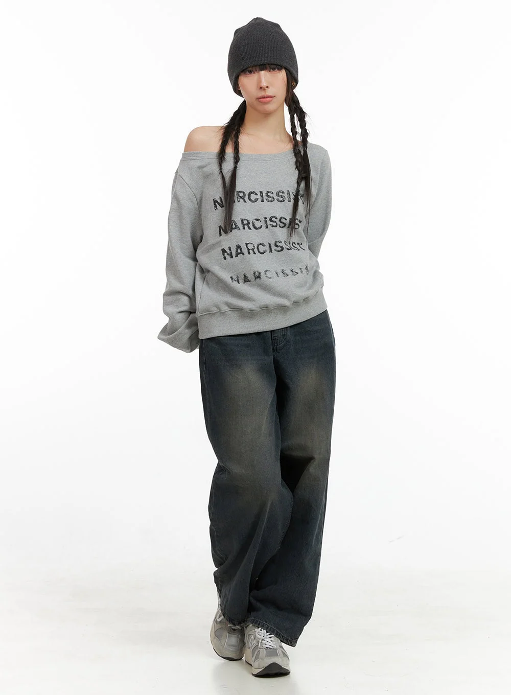 Cozy Lettering Off Shoulder Sweatshirt CG419 - Image 2