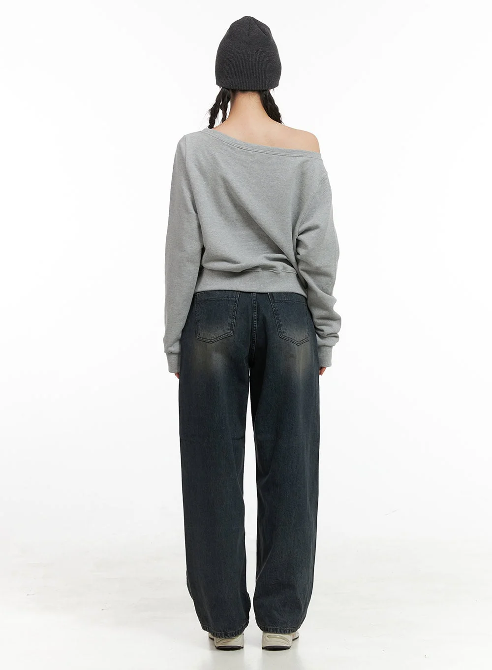 Cozy Lettering Off Shoulder Sweatshirt CG419 - Image 4
