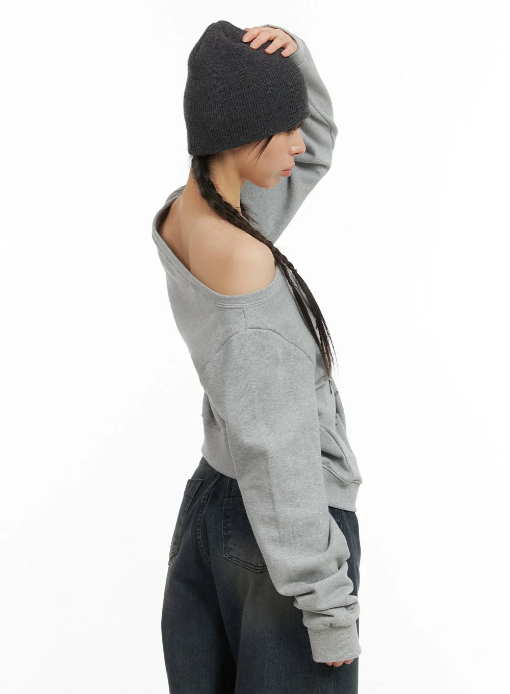 Cozy Lettering Off Shoulder Sweatshirt CG419 - Image 5