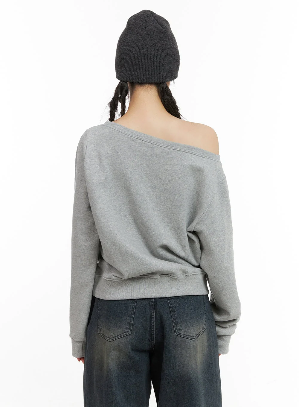 Cozy Lettering Off Shoulder Sweatshirt CG419 - Image 6