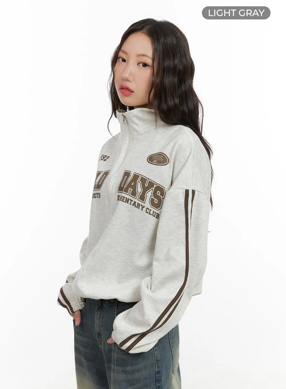Cozy Lettering Zip-Up Sweatshirt CG423 - Image 8