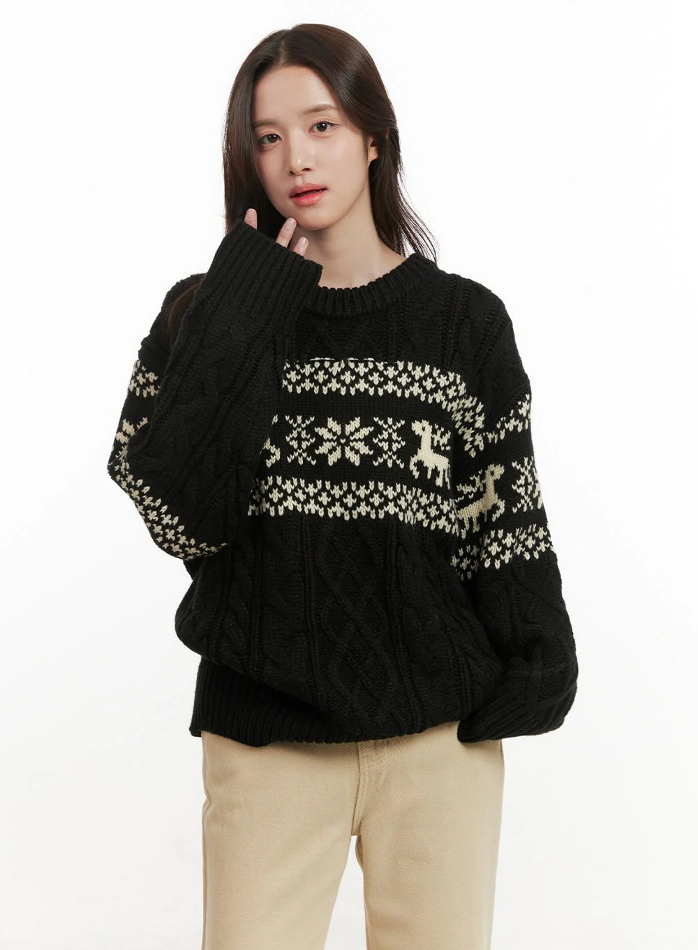 Cozy Nordic Round Neck Sweater ON429 - Image 5