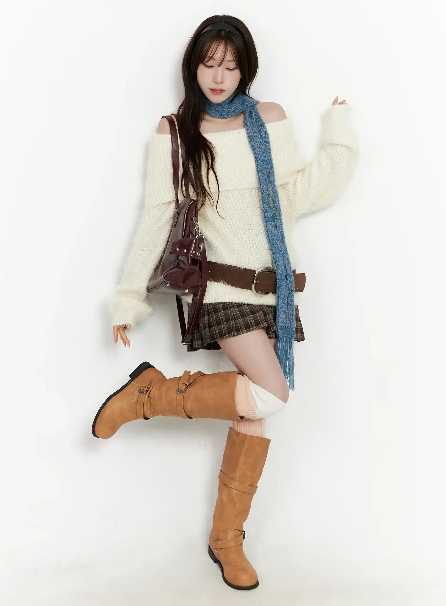 Cozy Off-Shoulder Knit Sweater IN514 - Image 3
