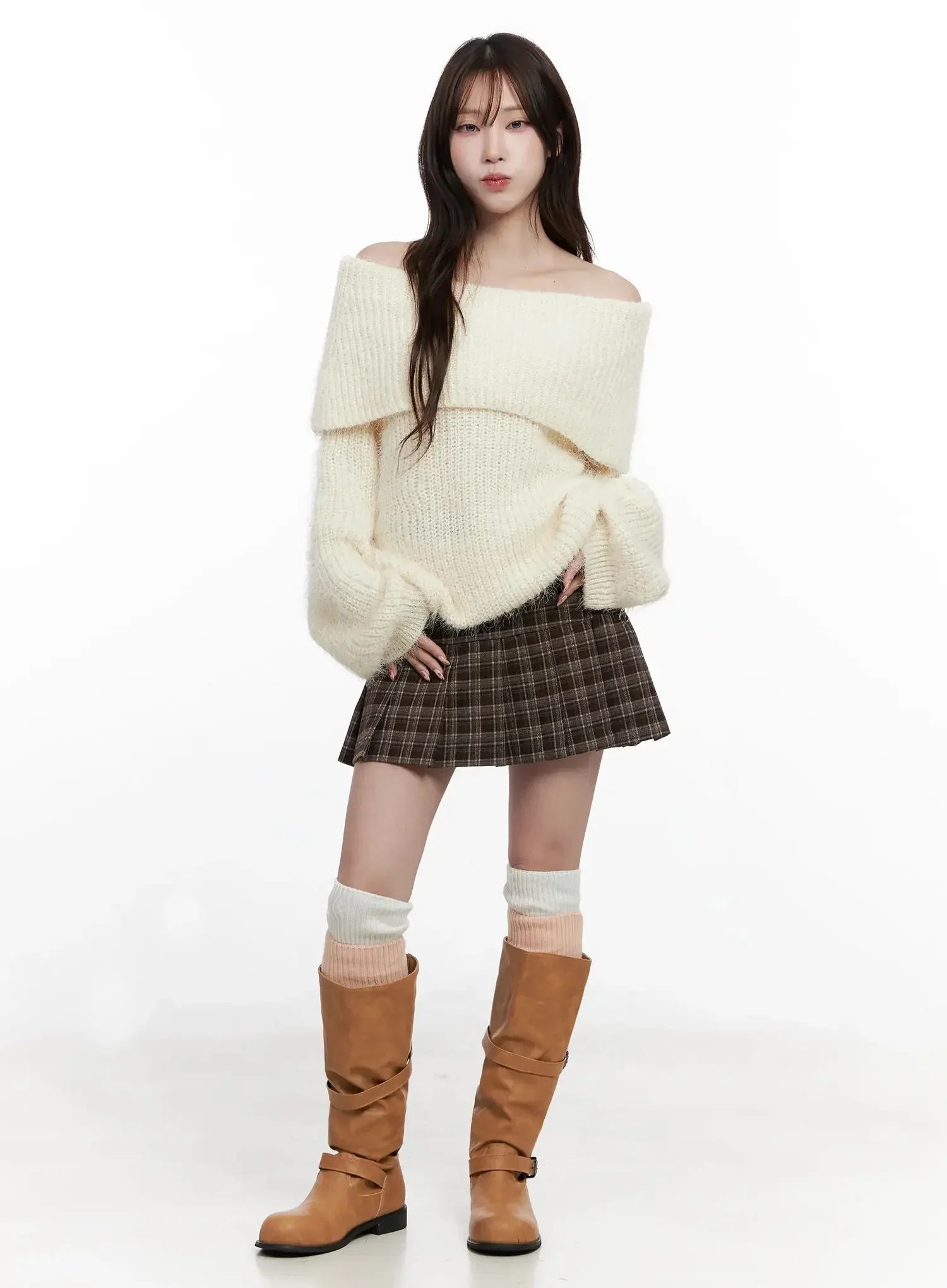 Cozy Off-Shoulder Knit Sweater IN514 - Image 4