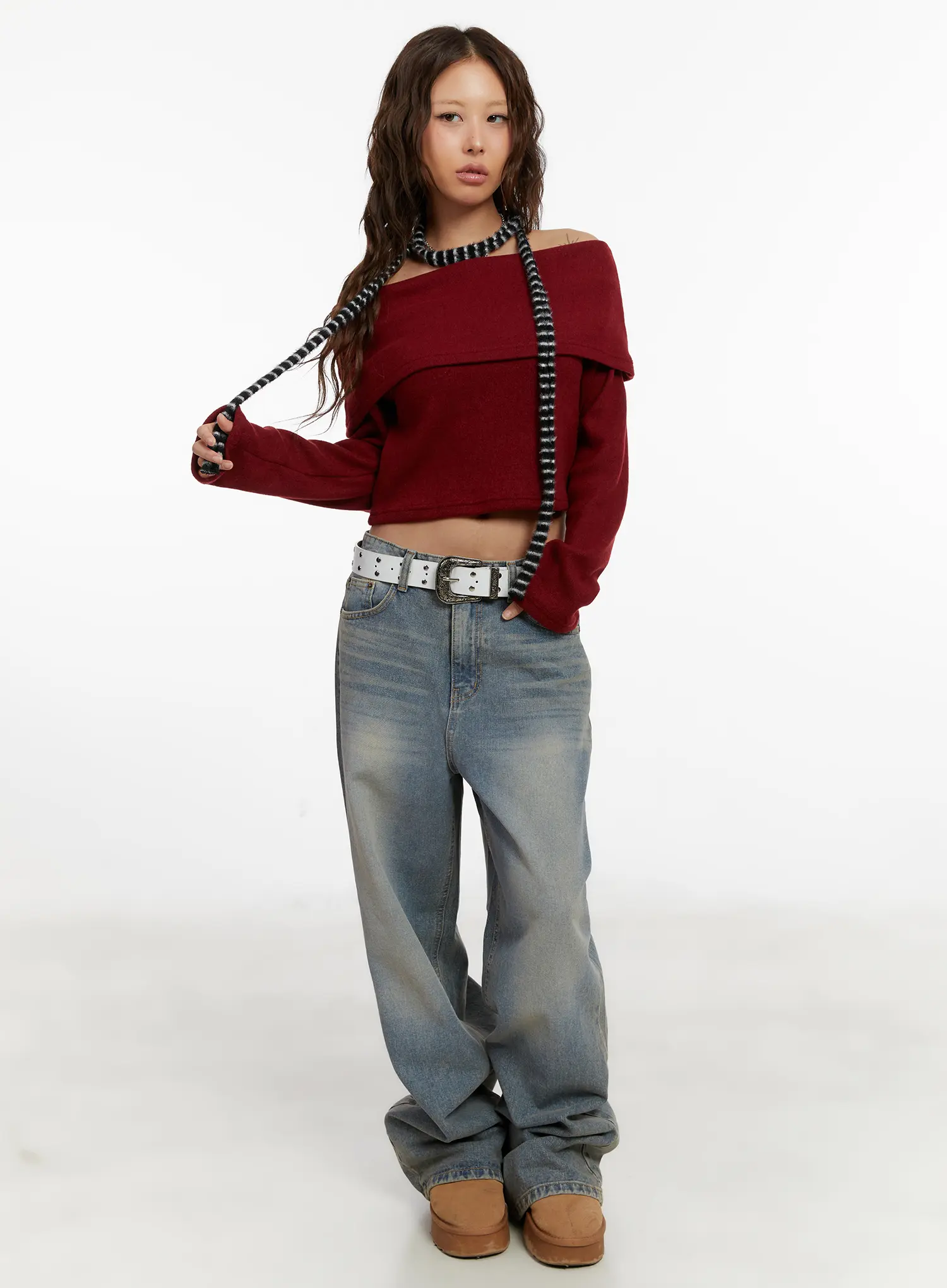 Cozy Off-Shoulder Long Sleeve Knit Top CD517 - Image 2