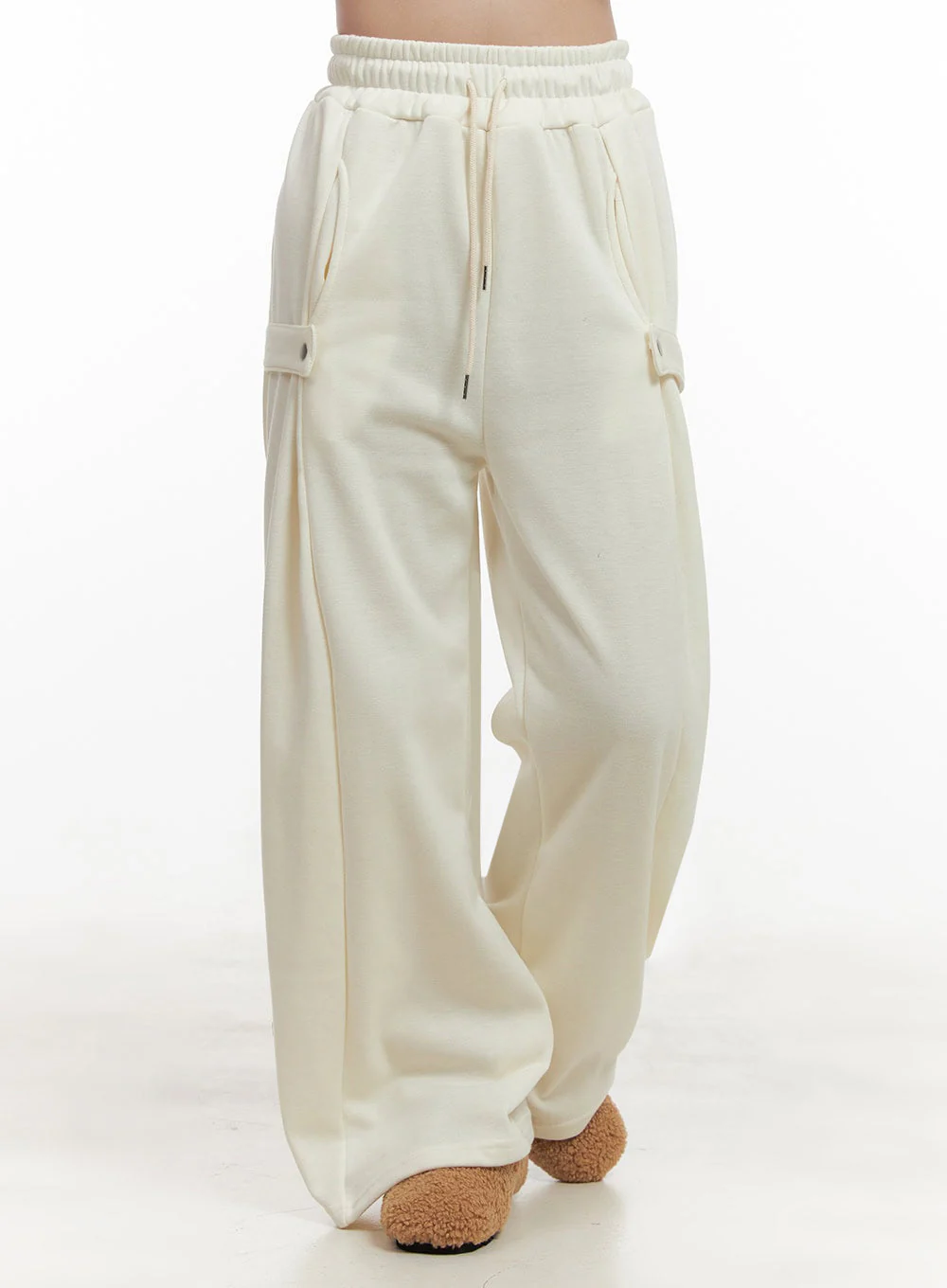 Cozy Pintuck Buttoned Wide-Leg Sweatpants IJ510 - Image 4