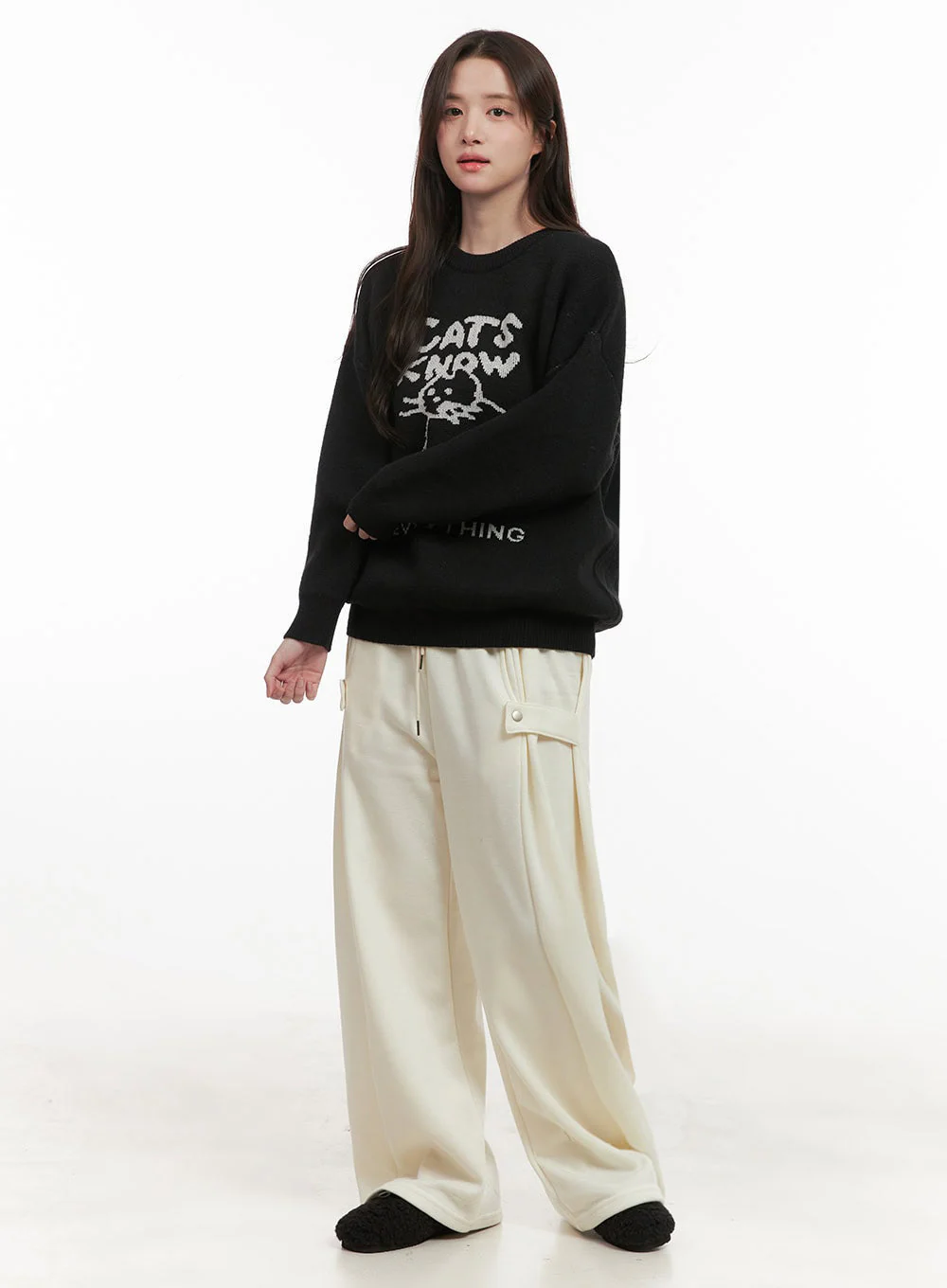 Cozy Pintuck Buttoned Wide-Leg Sweatpants IJ510 - Image 6