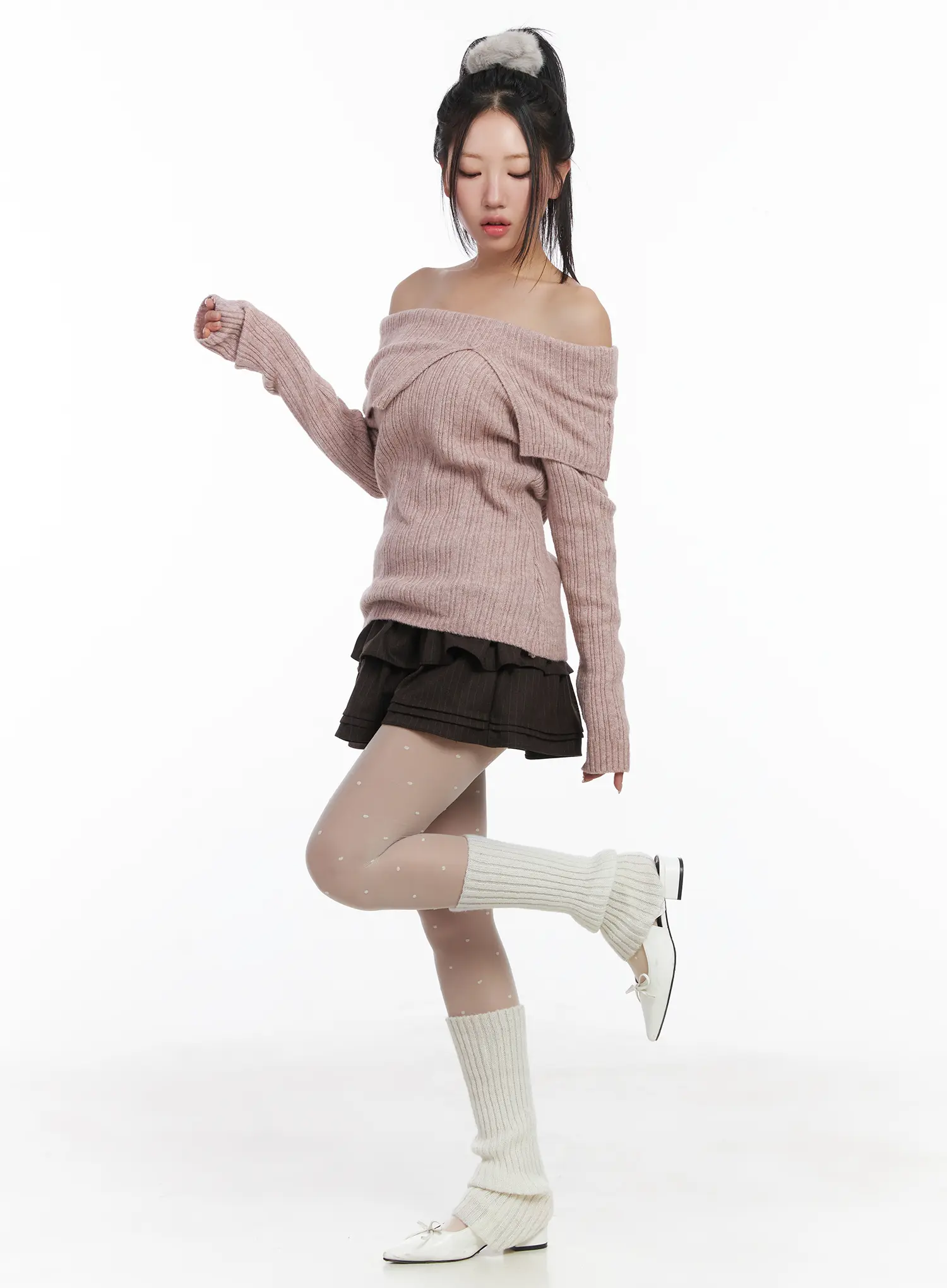 Cozy Ribbed Relaxed Neck Knit Top CD530 - Image 3
