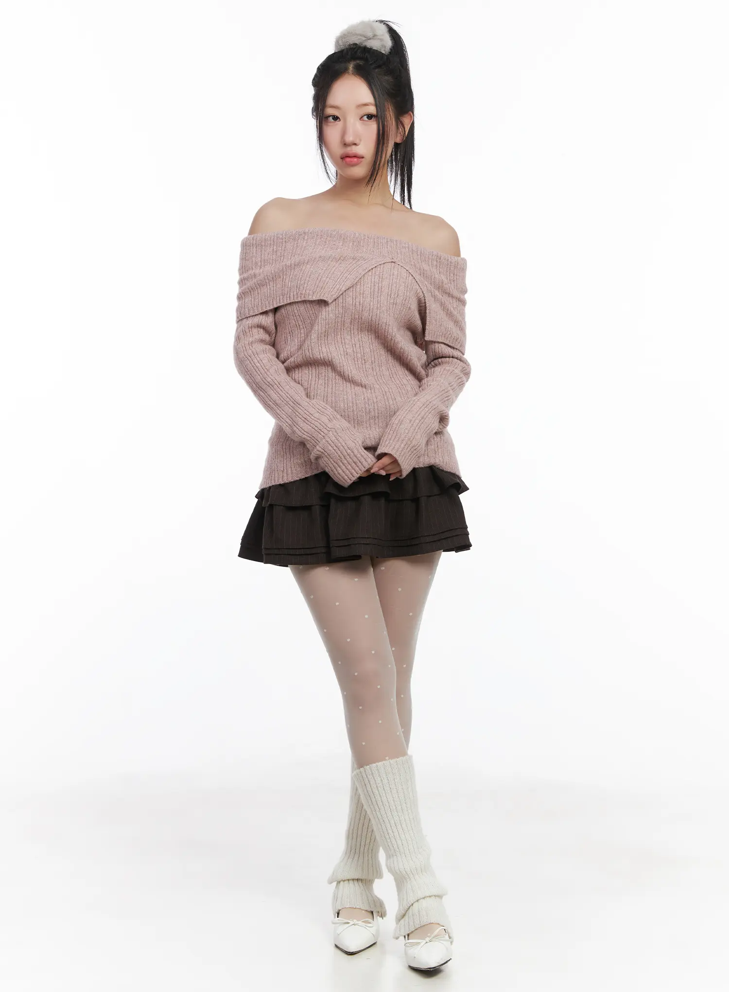 Cozy Ribbed Relaxed Neck Knit Top CD530 - Image 6