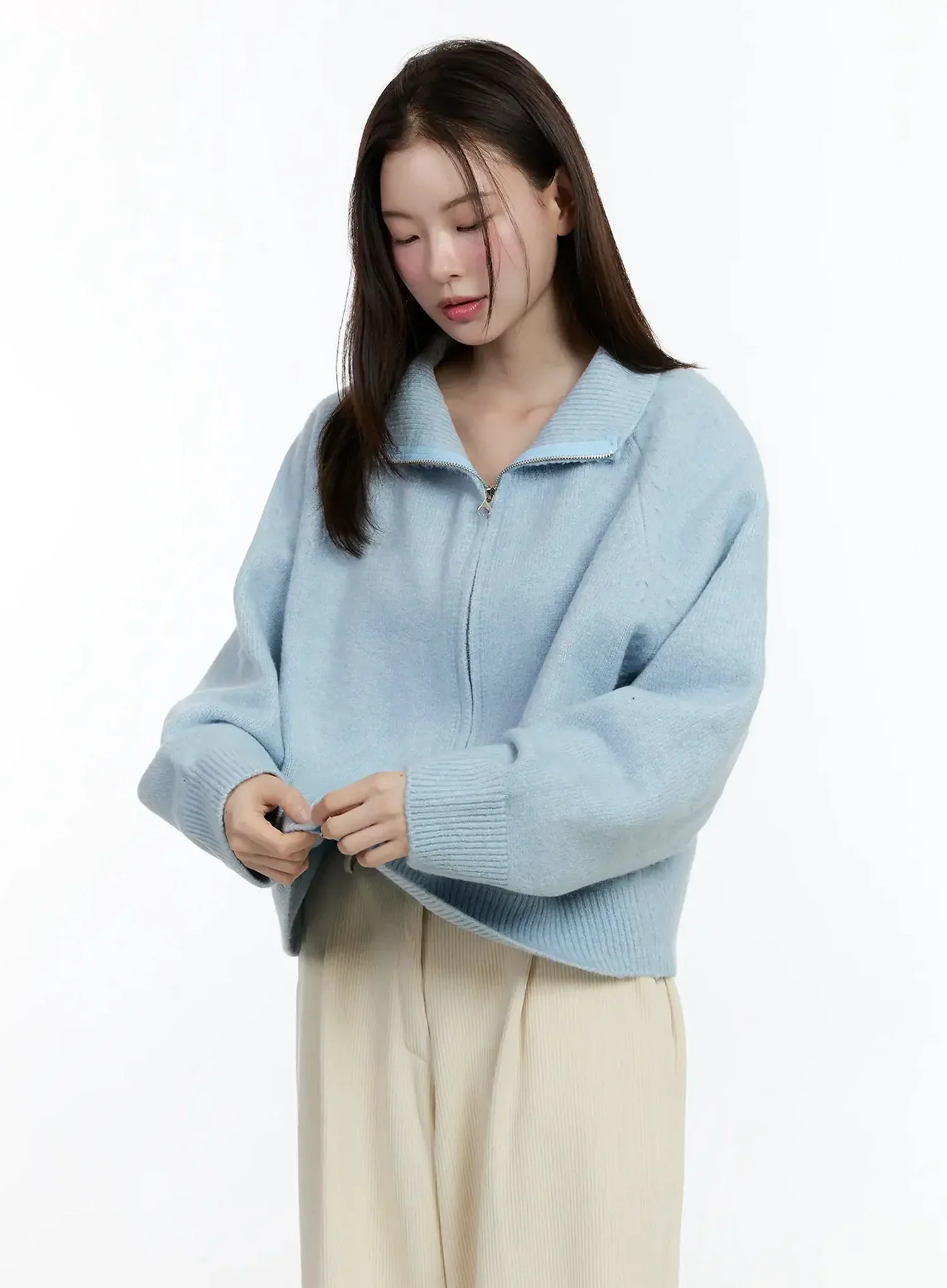 Cozy Zip-Up Turtleneck Cardigan ID526 - Image 6