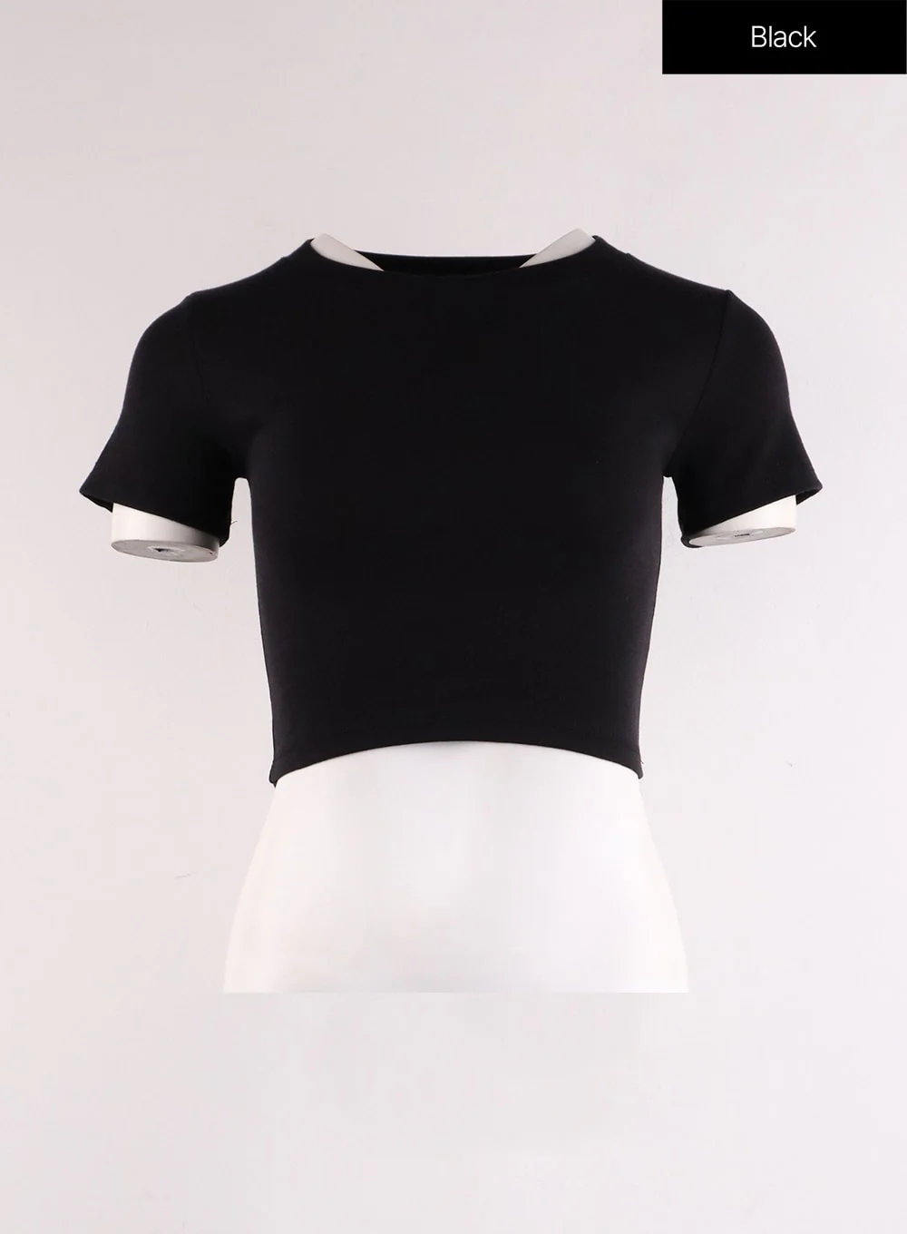 Crew Neck Slim Crop Top IF402 - Image 13