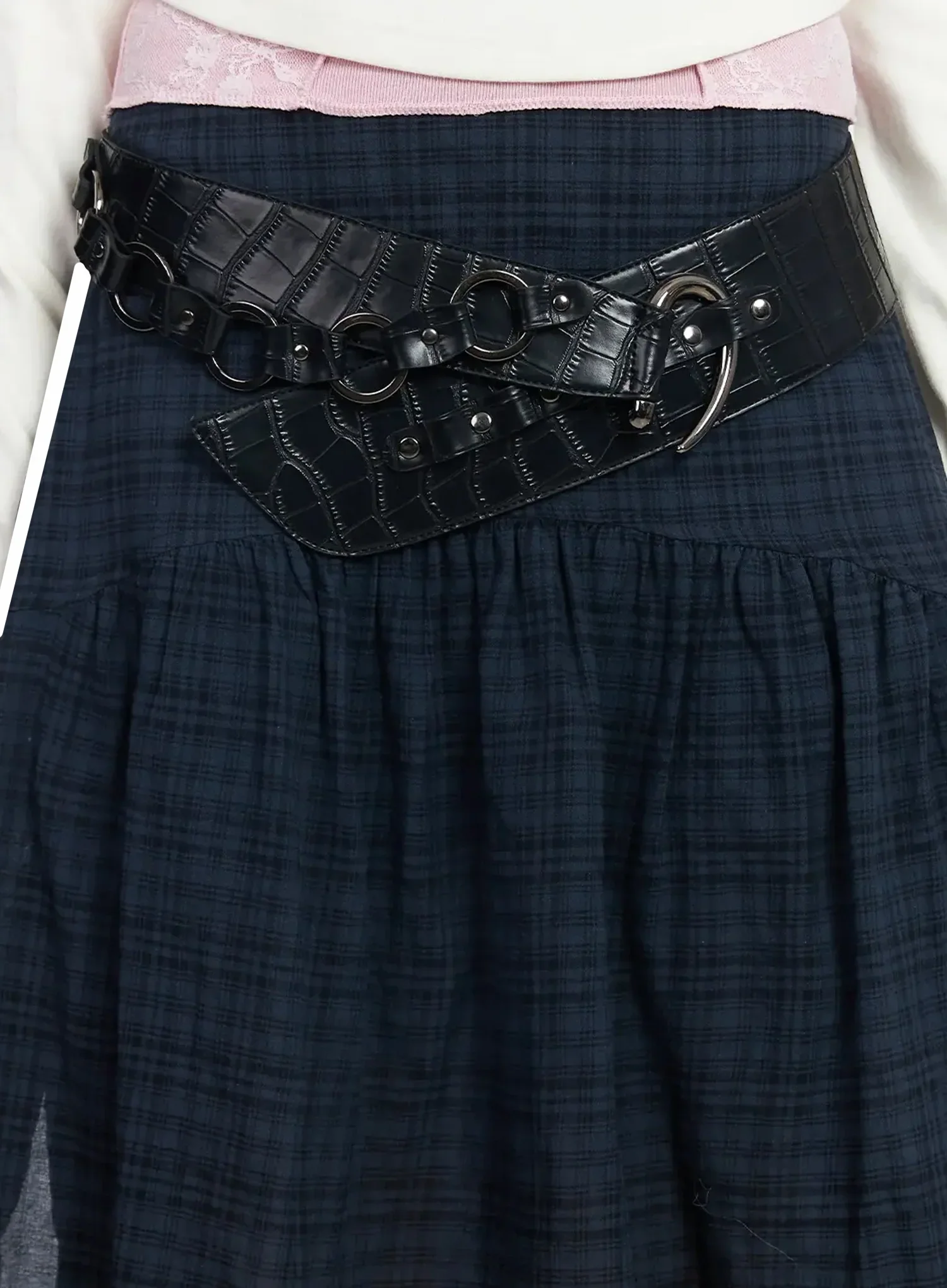 Croc-Embossed Wide Belt F516