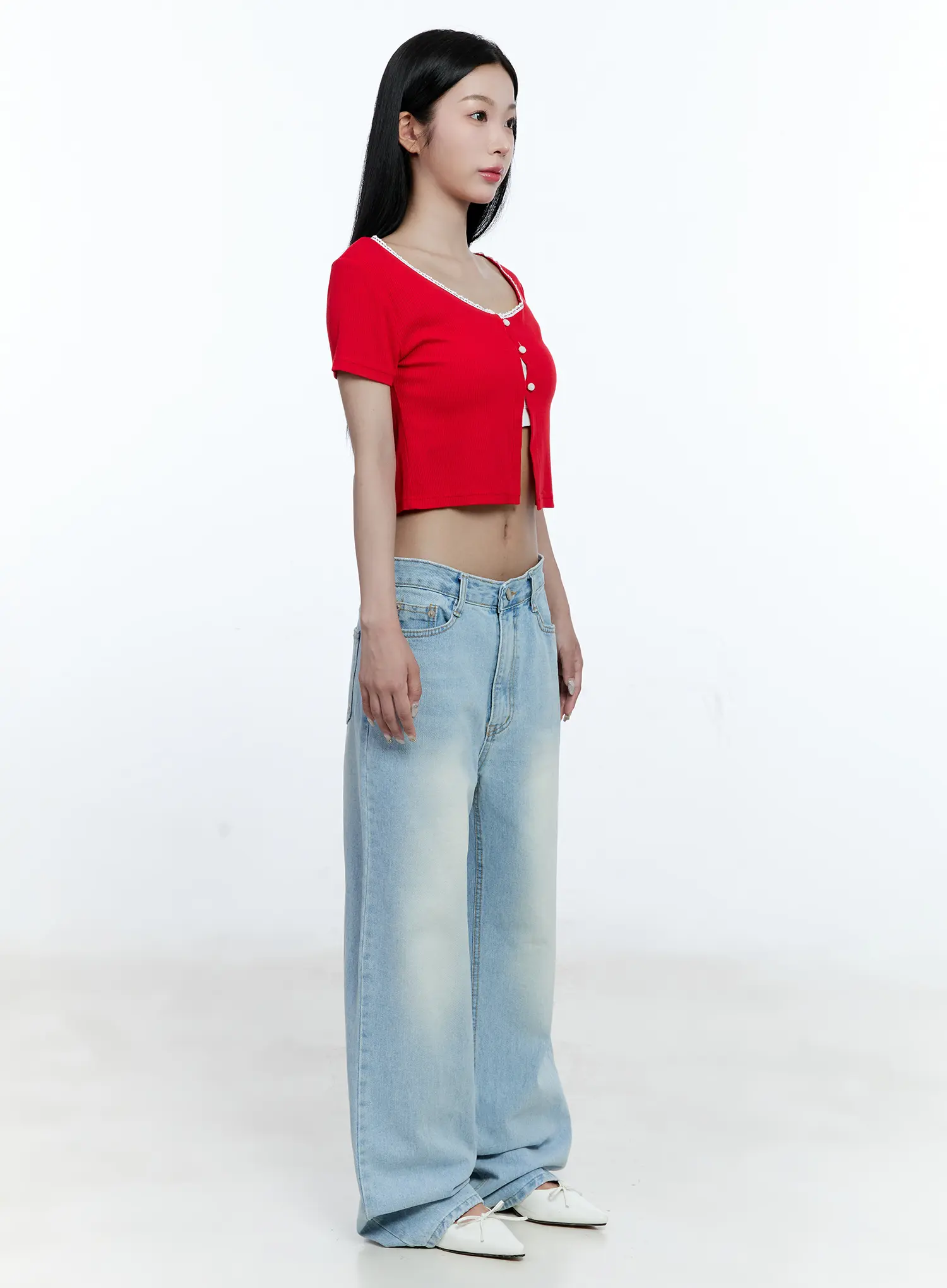 Cropped Button-Up Short Sleeve Cardigan CG512 - Image 5