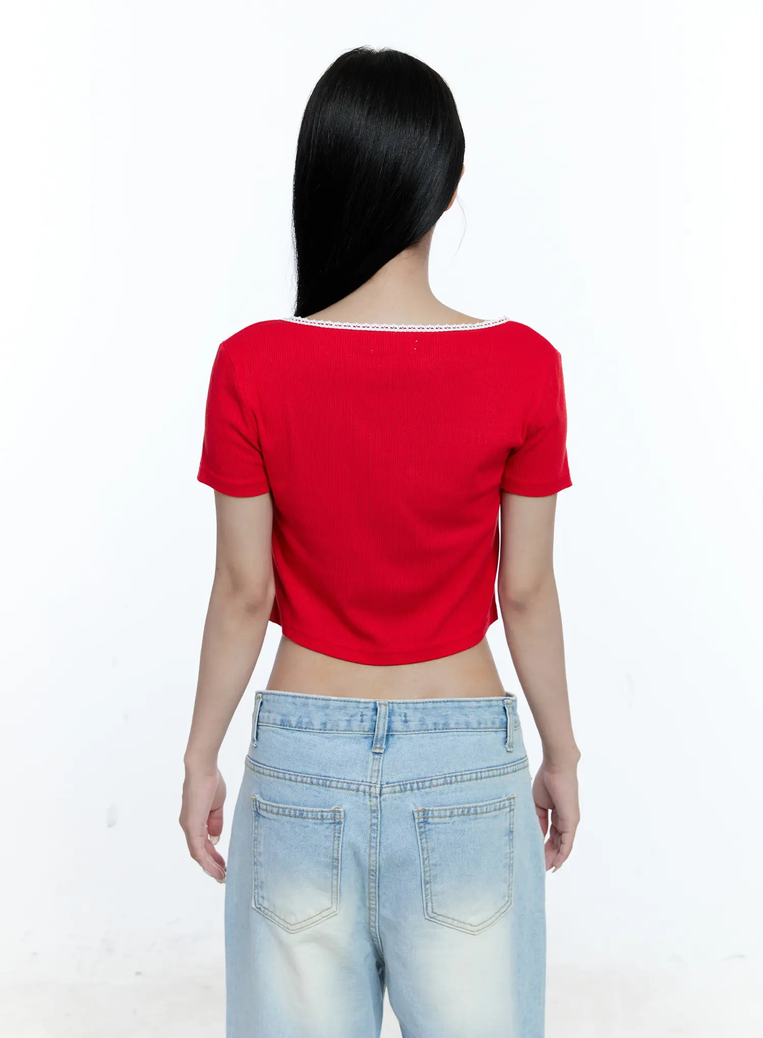 Cropped Button-Up Short Sleeve Cardigan CG512 - Image 7