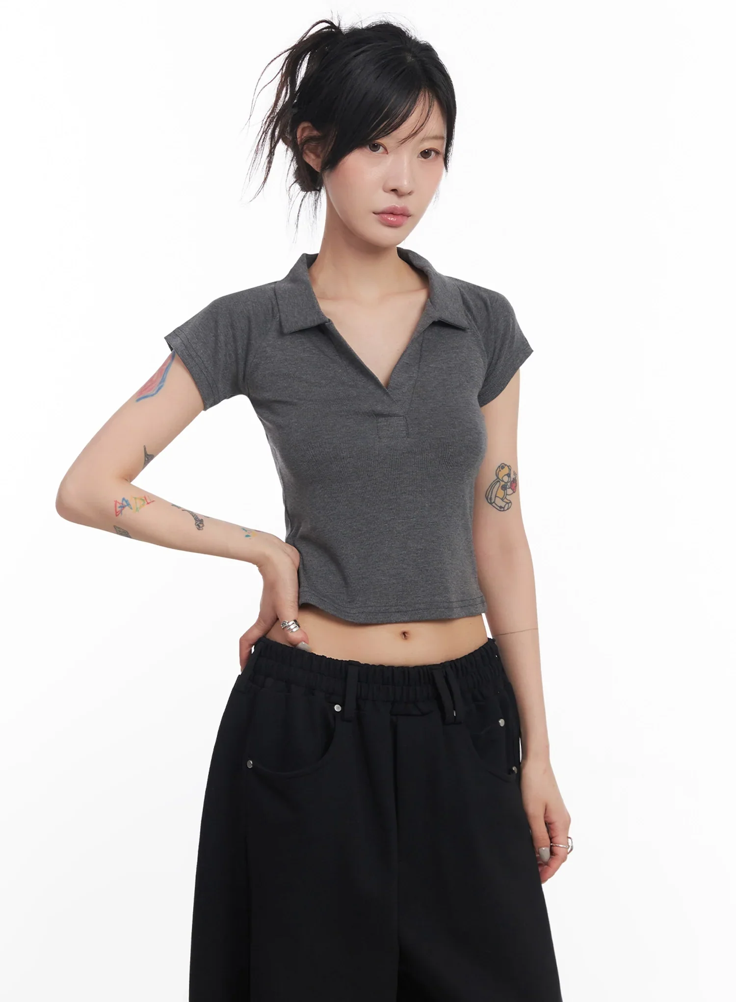 Cropped Collared Tee IC503 - Image 14
