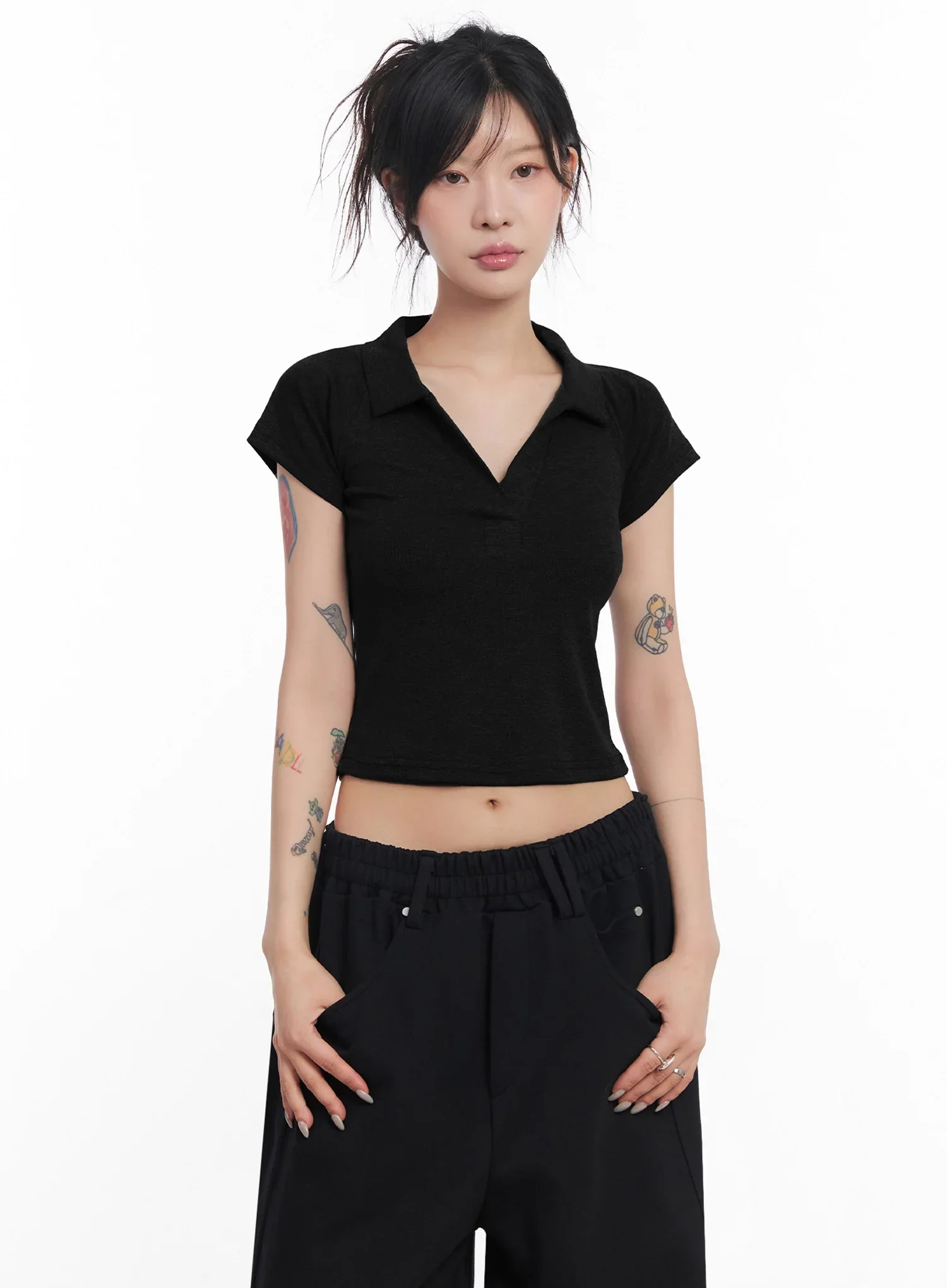 Cropped Collared Tee IC503 - Image 15
