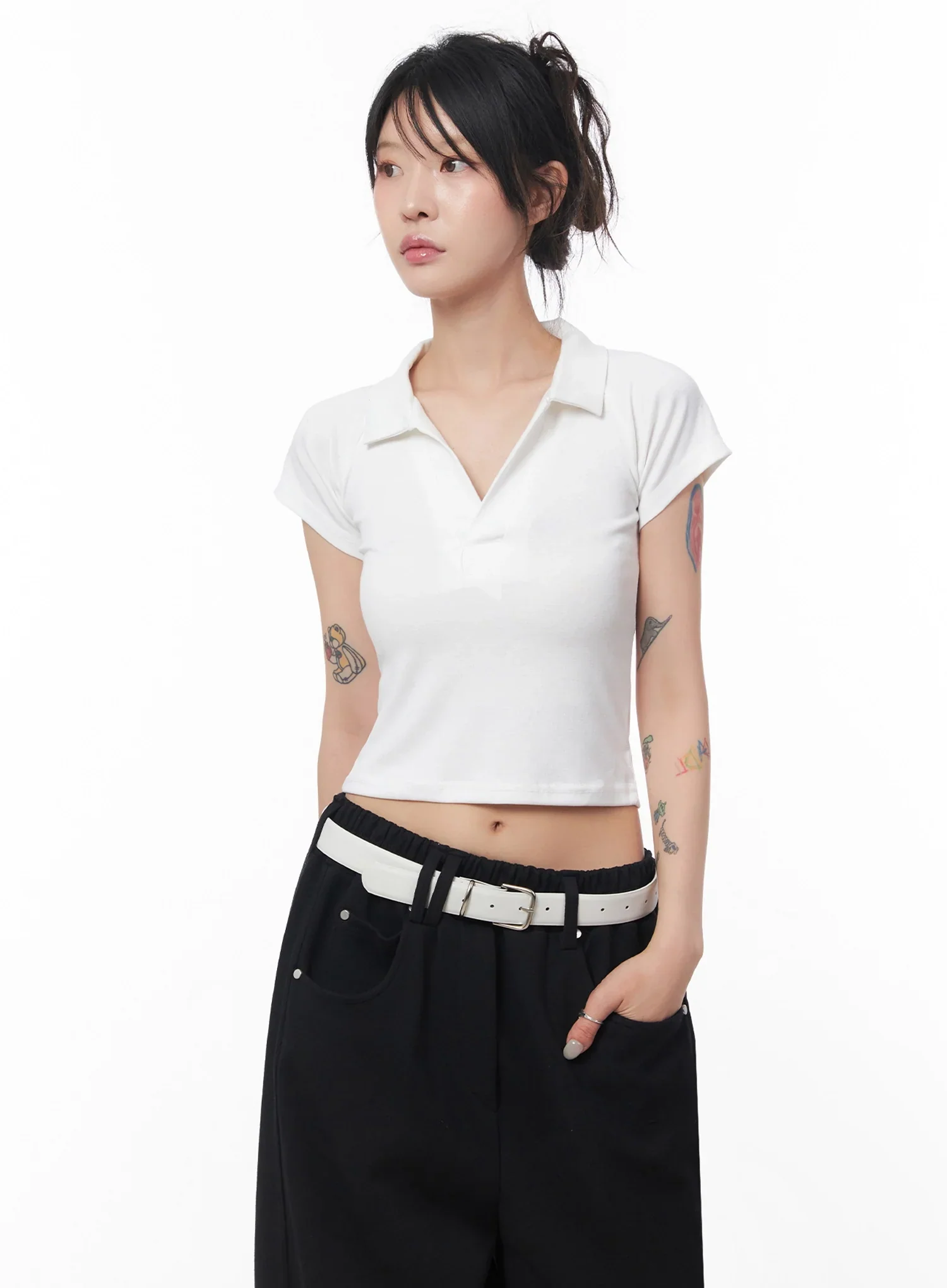 Cropped Collared Tee IC503 - Image 6
