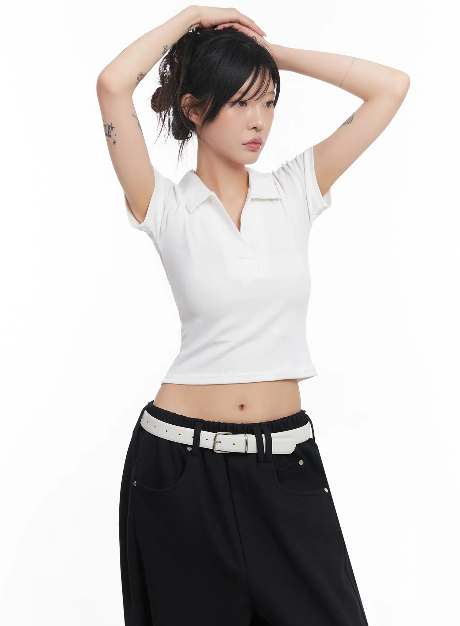 Cropped Collared Tee IC503 - Image 7
