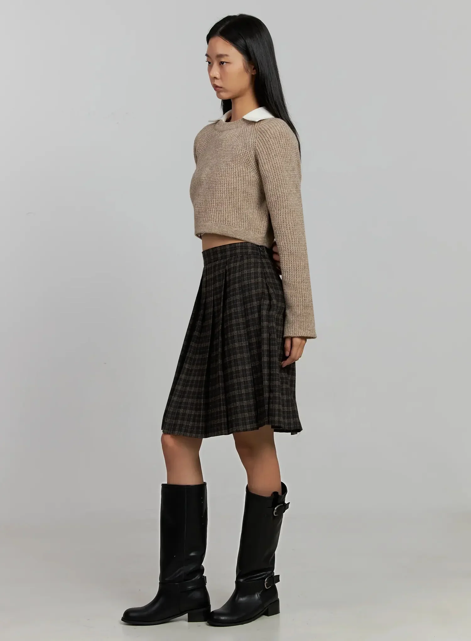 Cropped Crewneck Knit Top IJ502 - Image 12