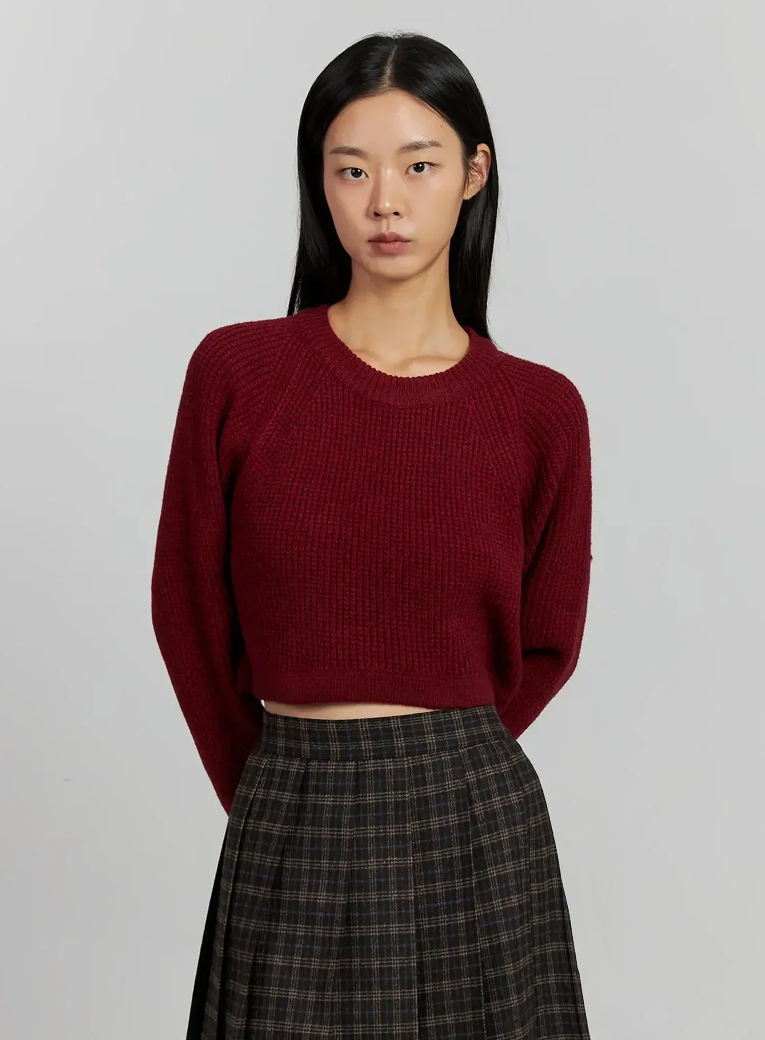 Cropped Crewneck Knit Top IJ502 - Image 14