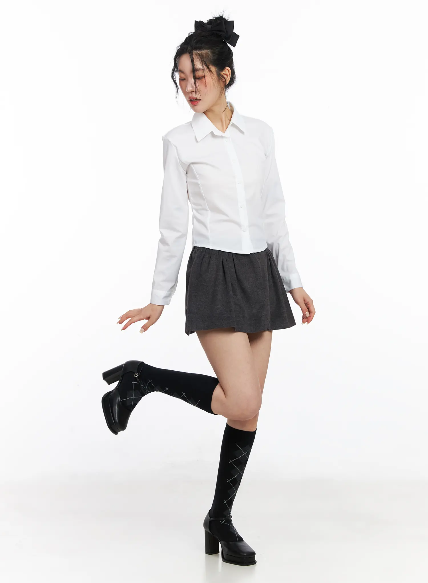 Cropped Long Sleeve Shirt CJ522 - Image 7