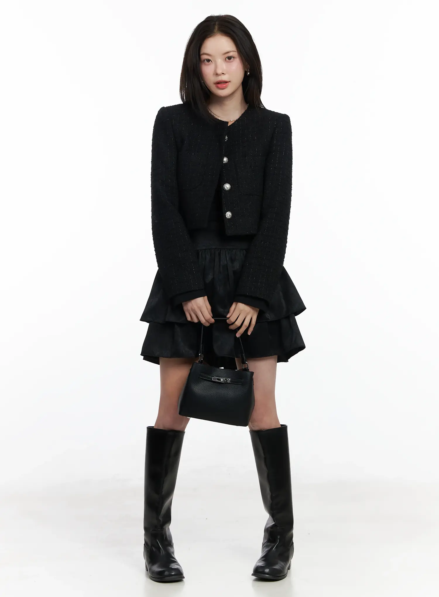 Cropped Two-Pocket Tweed Jacket IF520