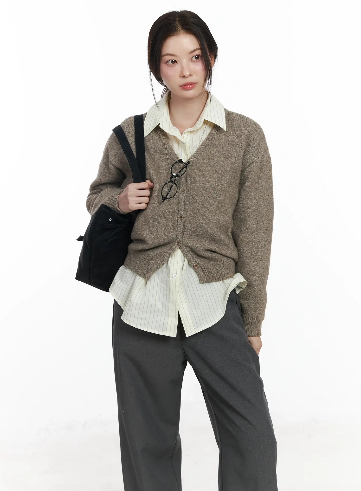 Cropped V-Neck Cardigan IF525