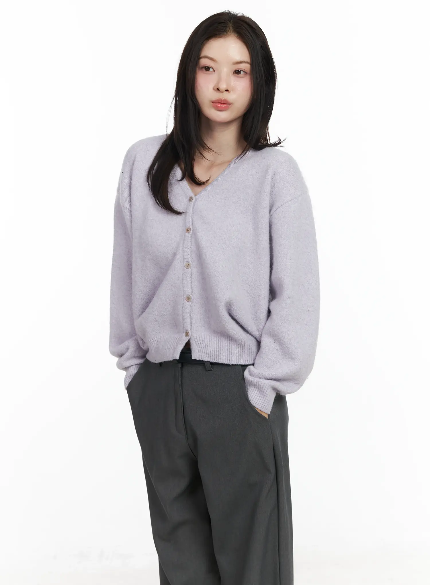 Cropped V-Neck Cardigan IF525 - Image 10