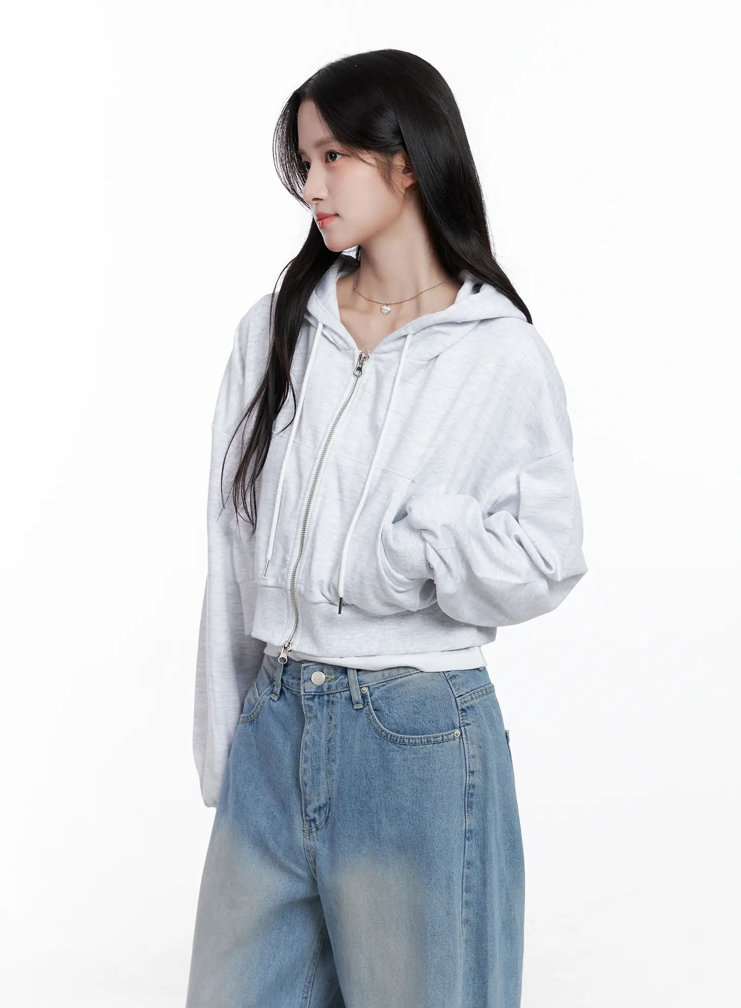 Cropped Zip-Up Hoodie CS519 - Image 6