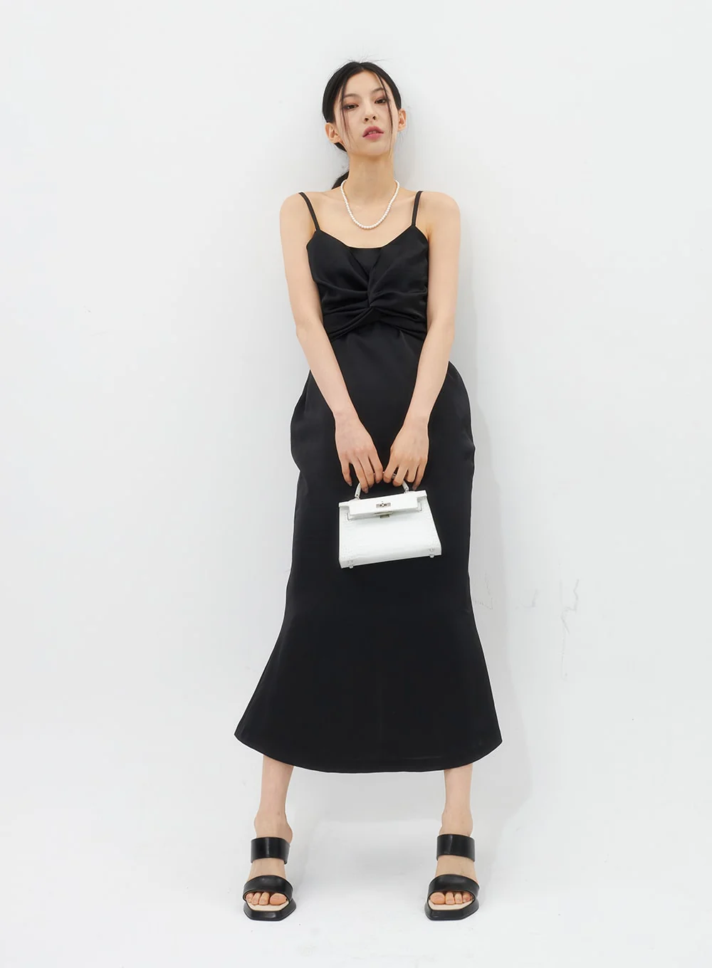 Cross Bust Satin Maxi Dress IU326 - Image 3
