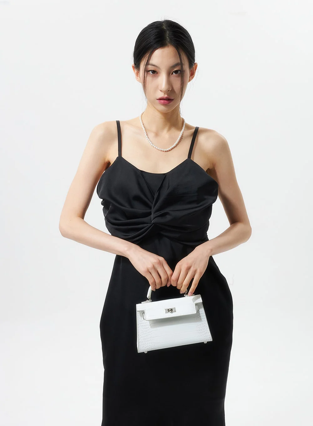 Cross Bust Satin Maxi Dress IU326 - Image 5