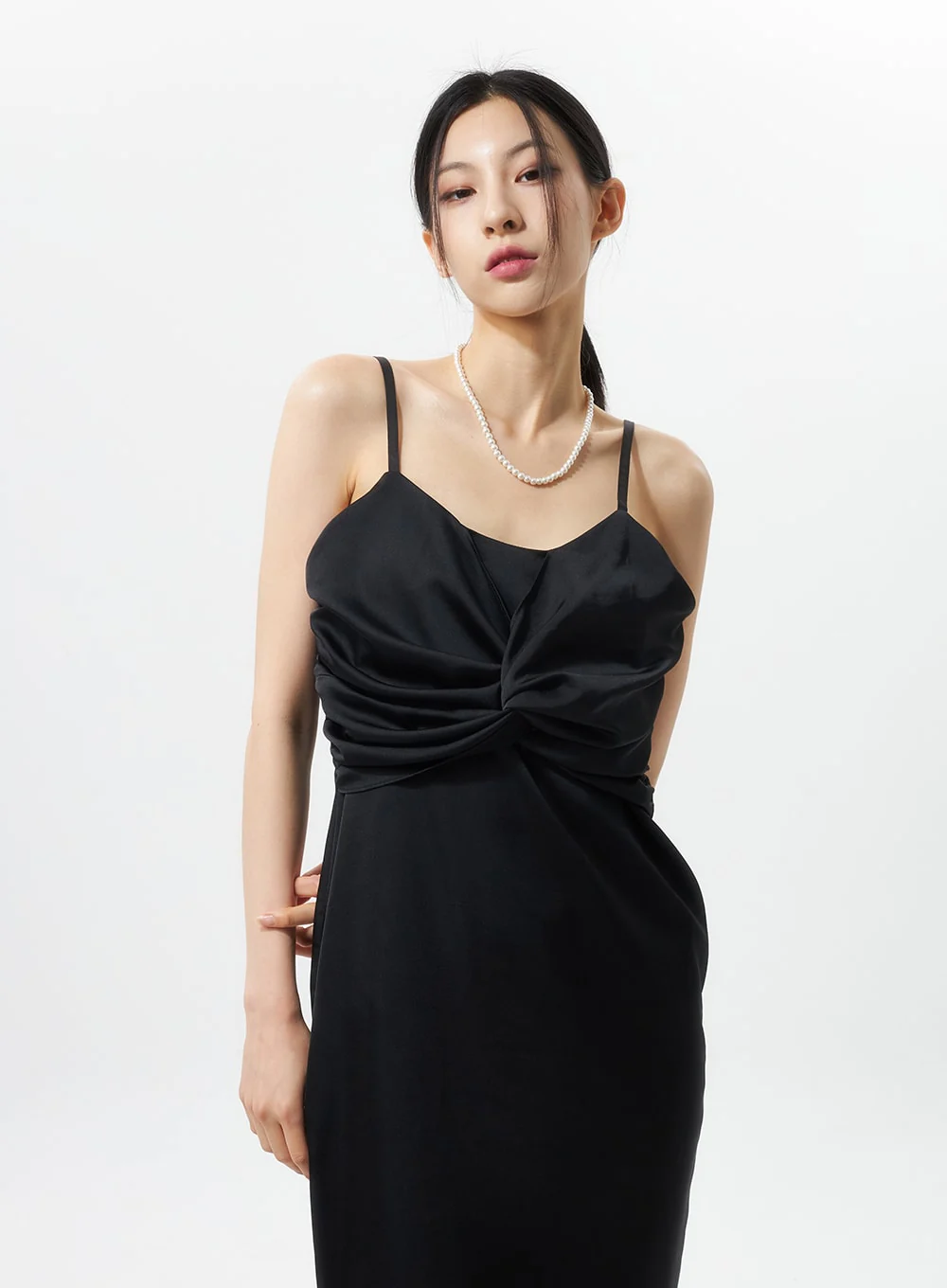 Cross Bust Satin Maxi Dress IU326 - Image 7