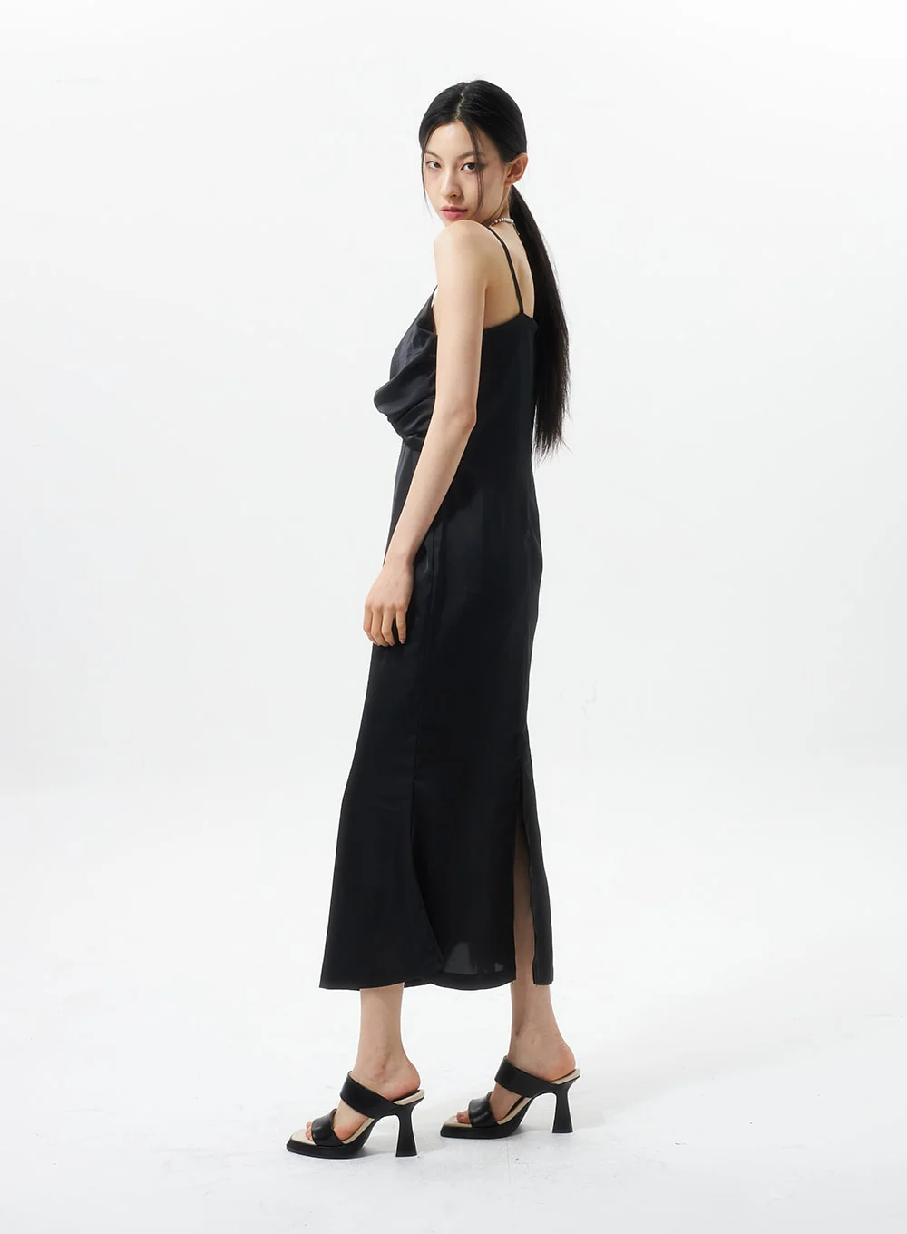 Cross Bust Satin Maxi Dress IU326 - Image 9