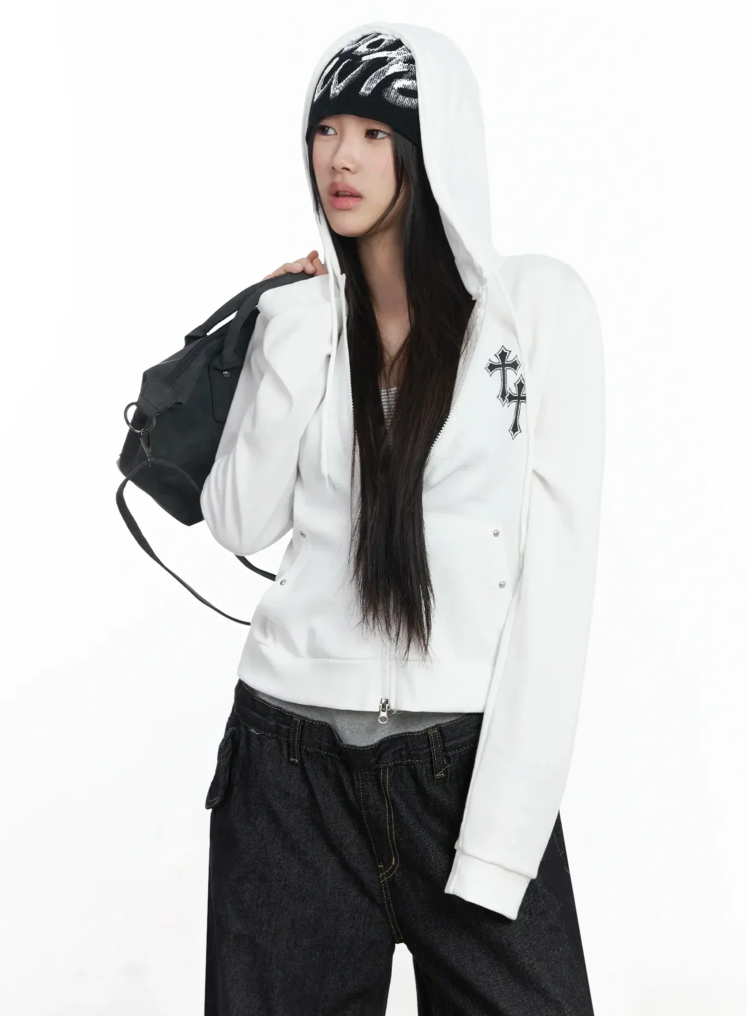 Cross Graphic Zip-Up Hoodie IM506