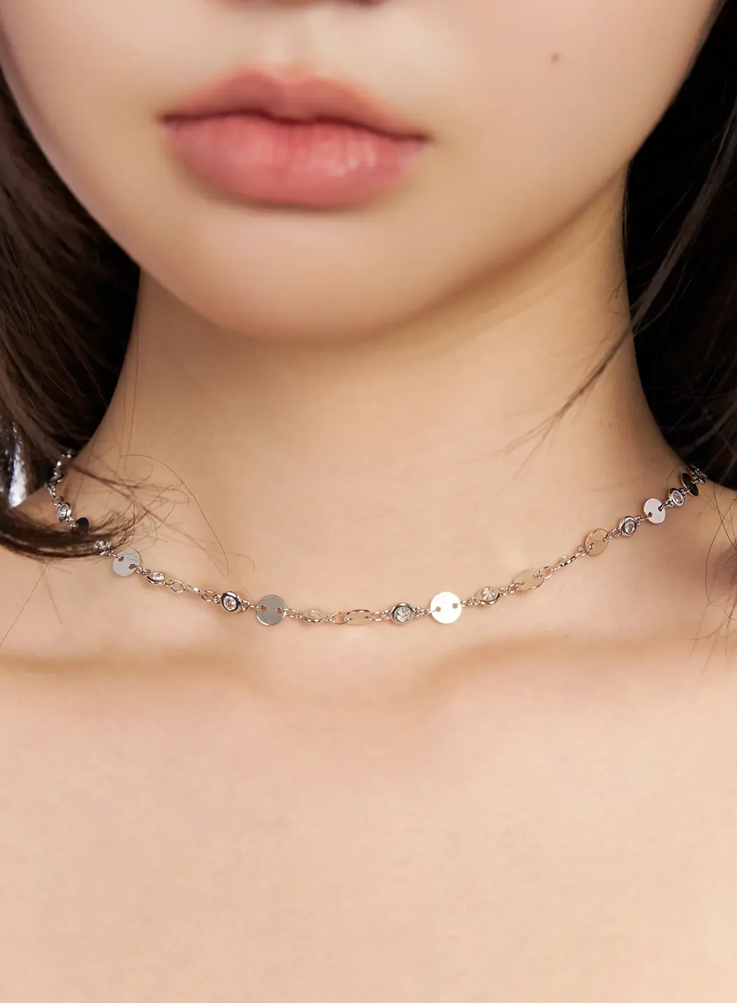 Cubic Disc Linked Necklace IM531