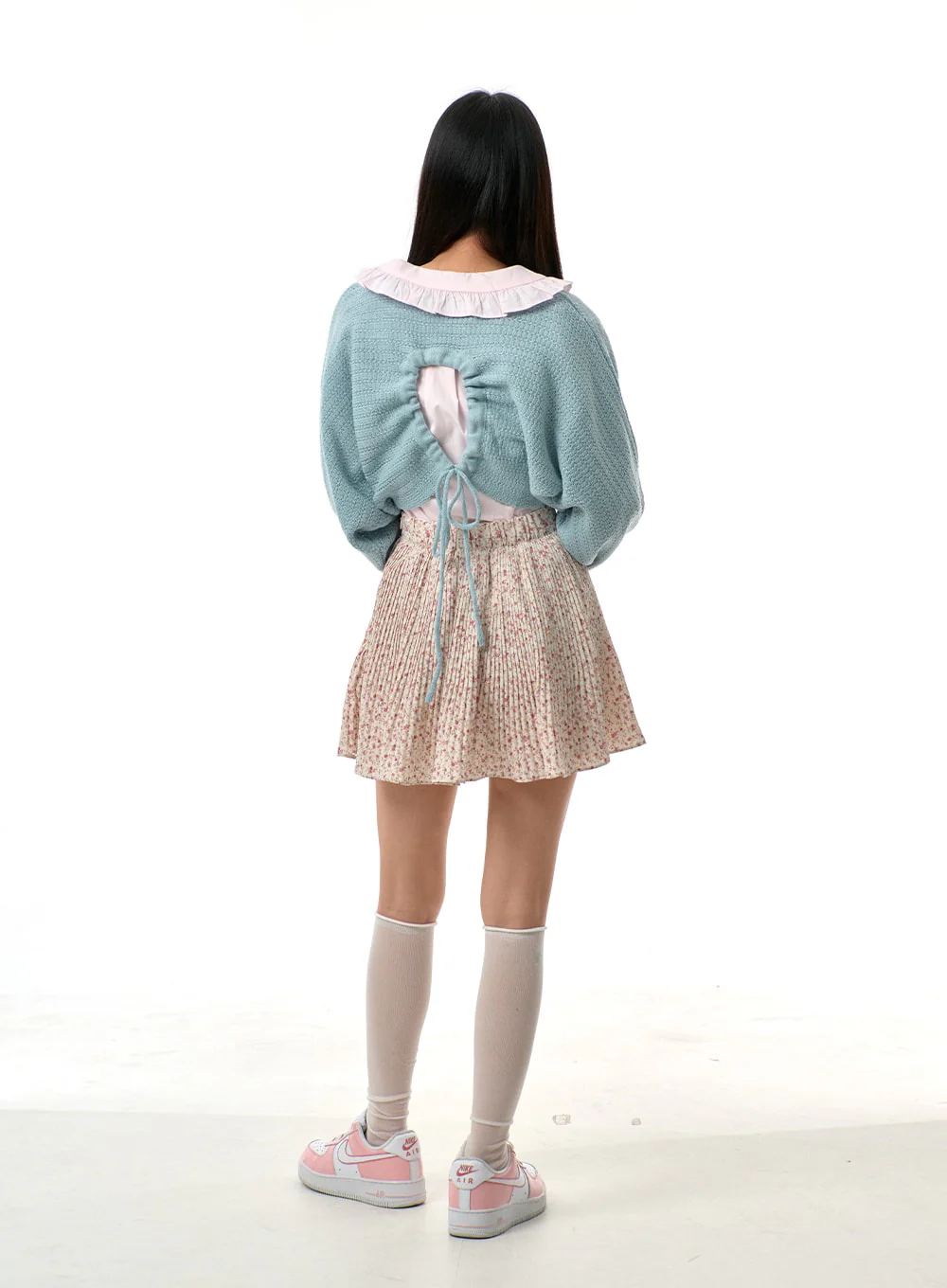 Cut Out Back Tie Detail Cropped Sweater BJ311 - Image 11