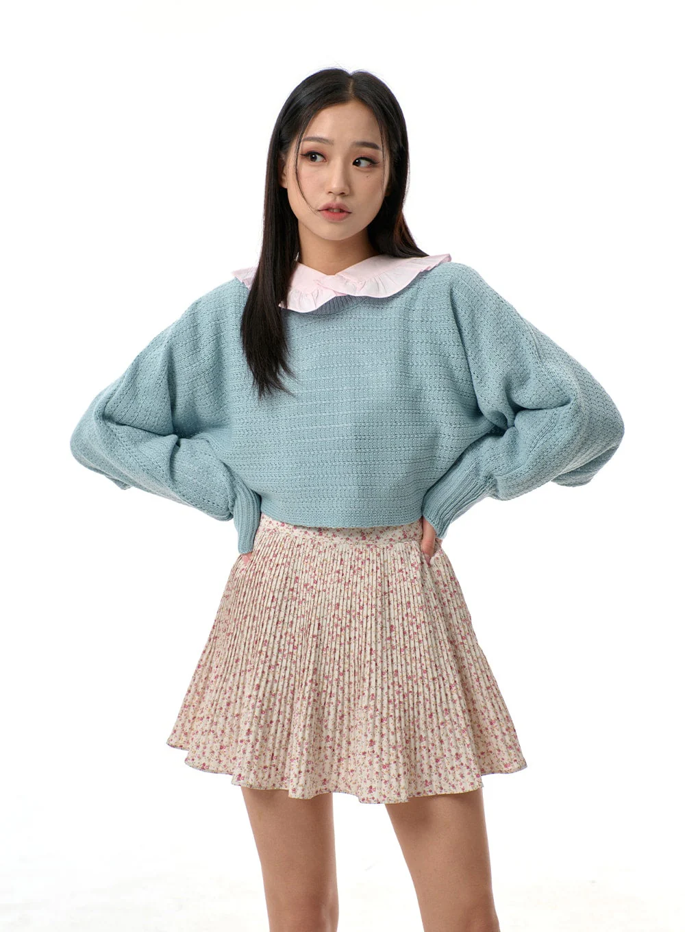 Cut Out Back Tie Detail Cropped Sweater BJ311 - Image 2