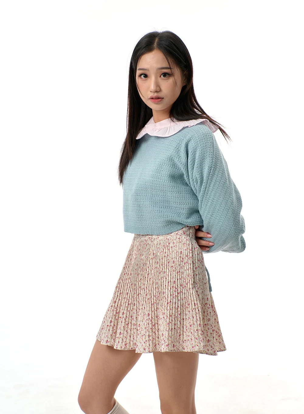 Cut Out Back Tie Detail Cropped Sweater BJ311 - Image 3
