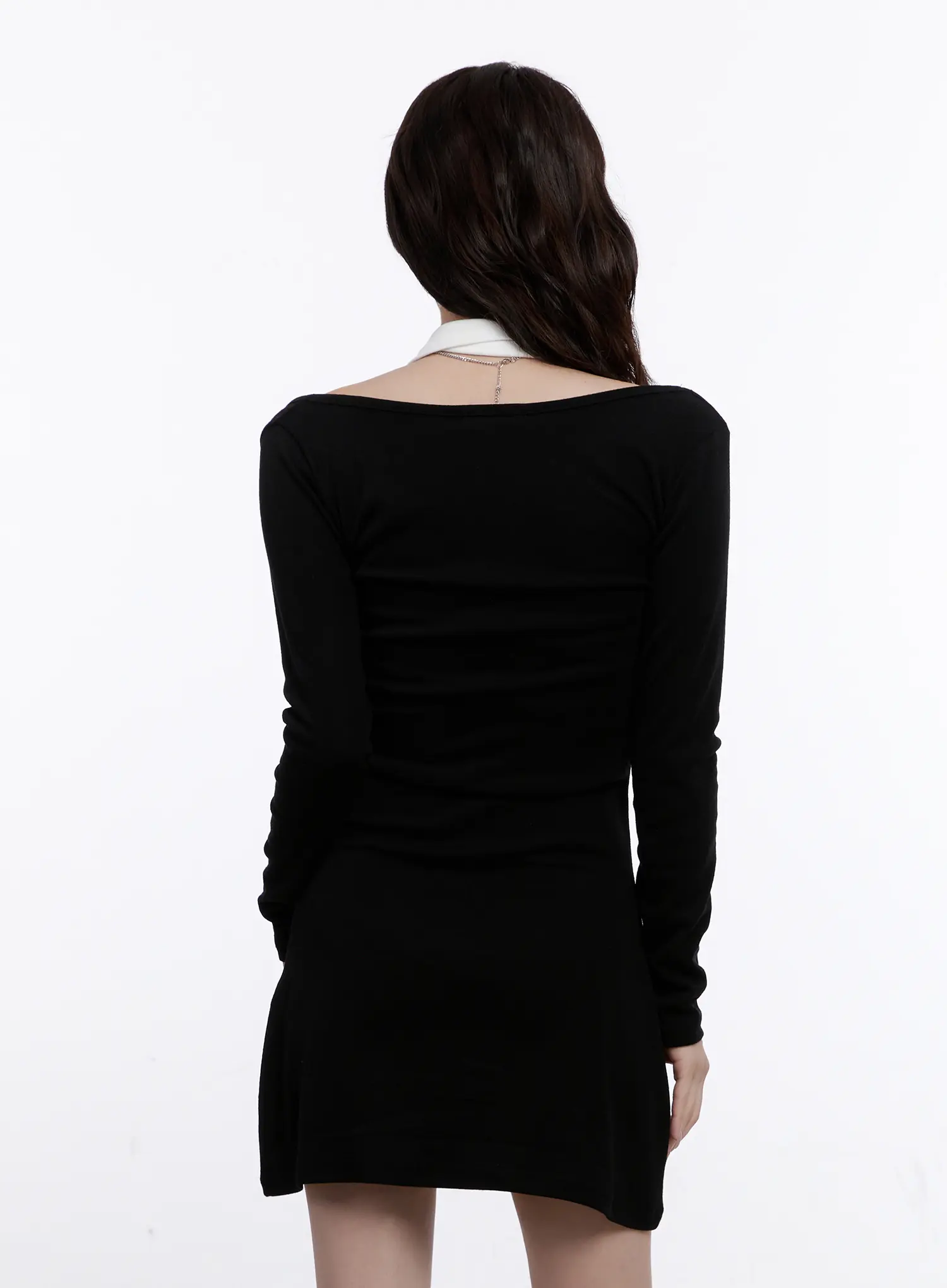 Cut-Out Collar Contrast Mini Dress CO501 - Image 6