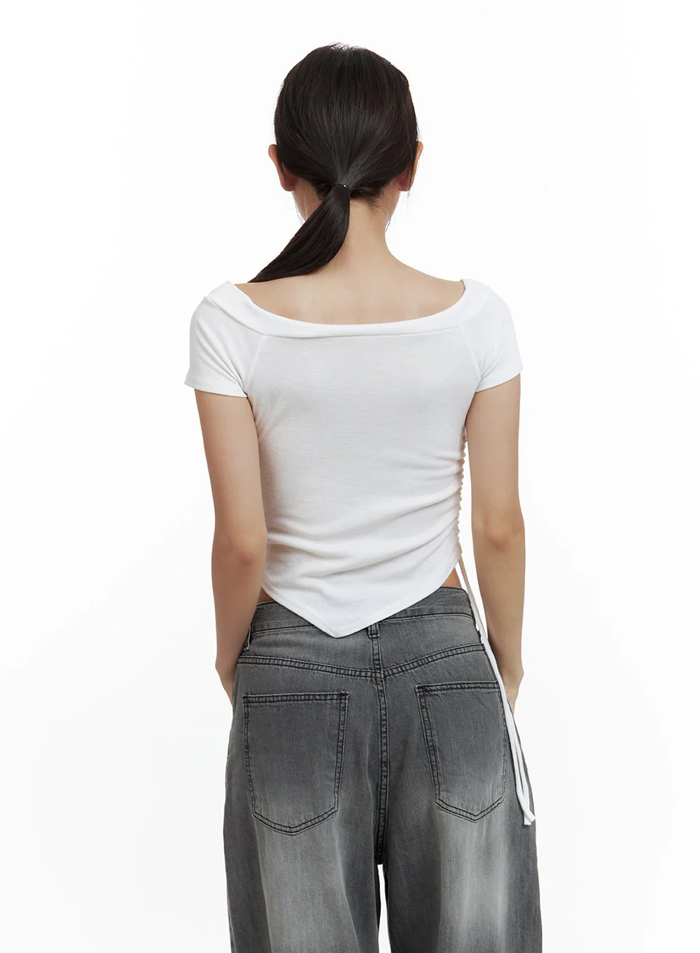 Cut Out Shirred Crop Tee CU420 - Image 6