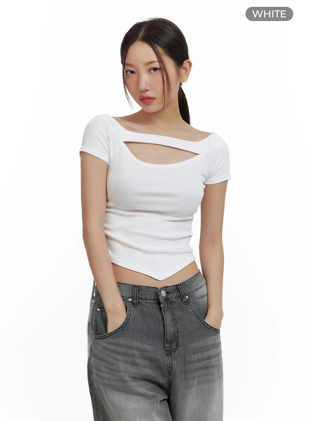 Cut Out Shirred Crop Tee CU420 - Image 9