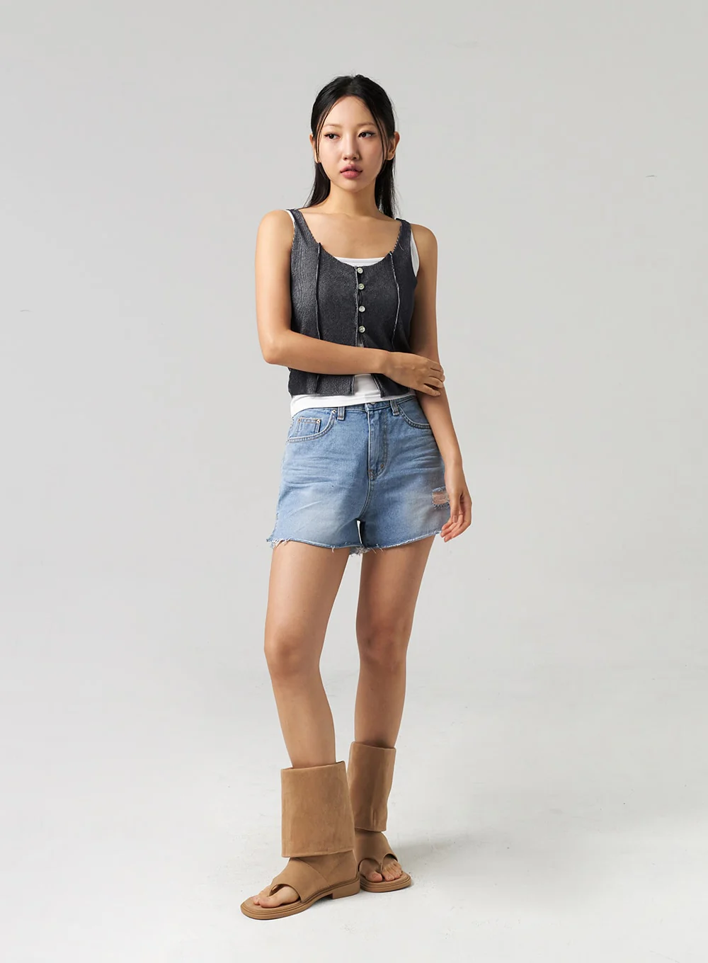 Cut Out Toe Mid-Calf Boots CL310 - Image 2