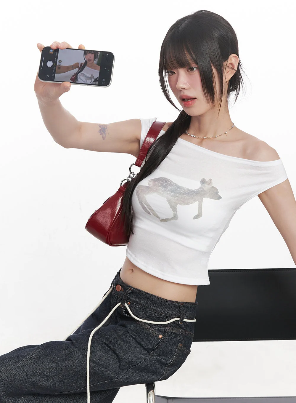 Cute Animal-Print Graphic Off-Shoulder Crop Top CY521 - Image 9