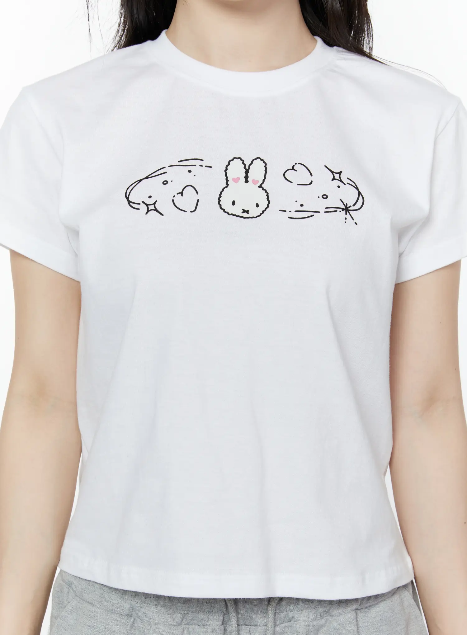 Cute Bunny Graphic Tee IY507 - Image 6