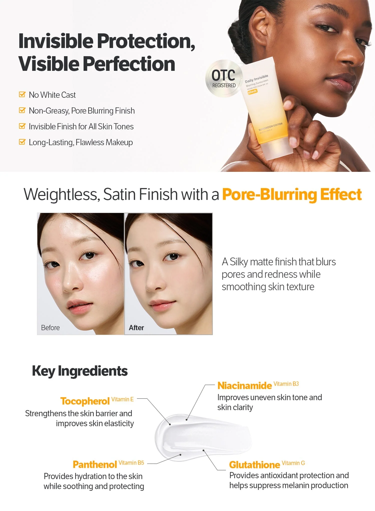 Daily Invisible Blurring Sunscreen (SPF40) (50ml) - Image 4