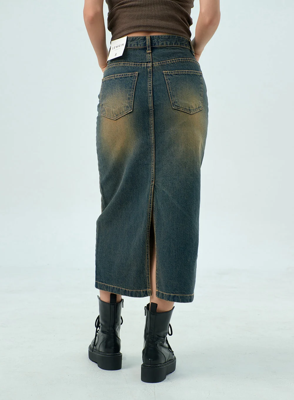 Dark Wash Denim Maxi Skirt CY325 - Image 6