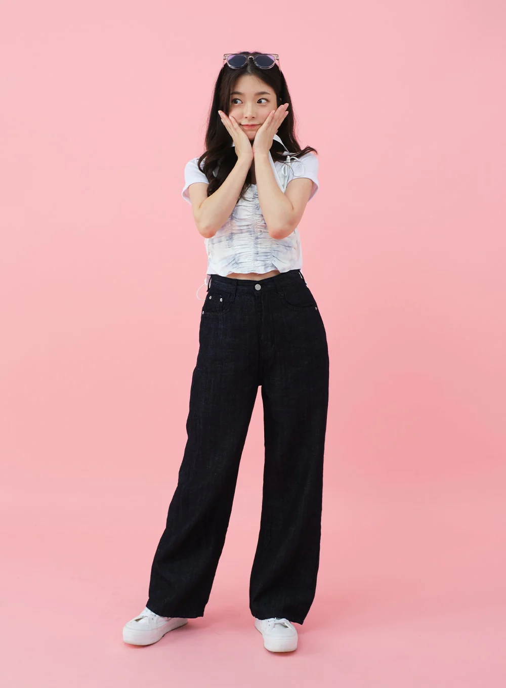 Deep Round Neck Basic Crop T-Shirt BU5 - Image 10