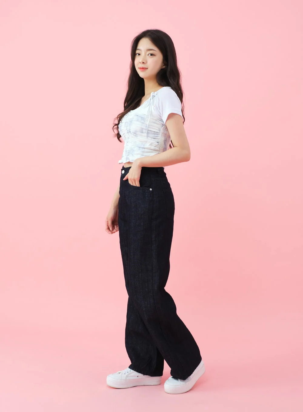 Deep Round Neck Basic Crop T-Shirt BU5 - Image 16