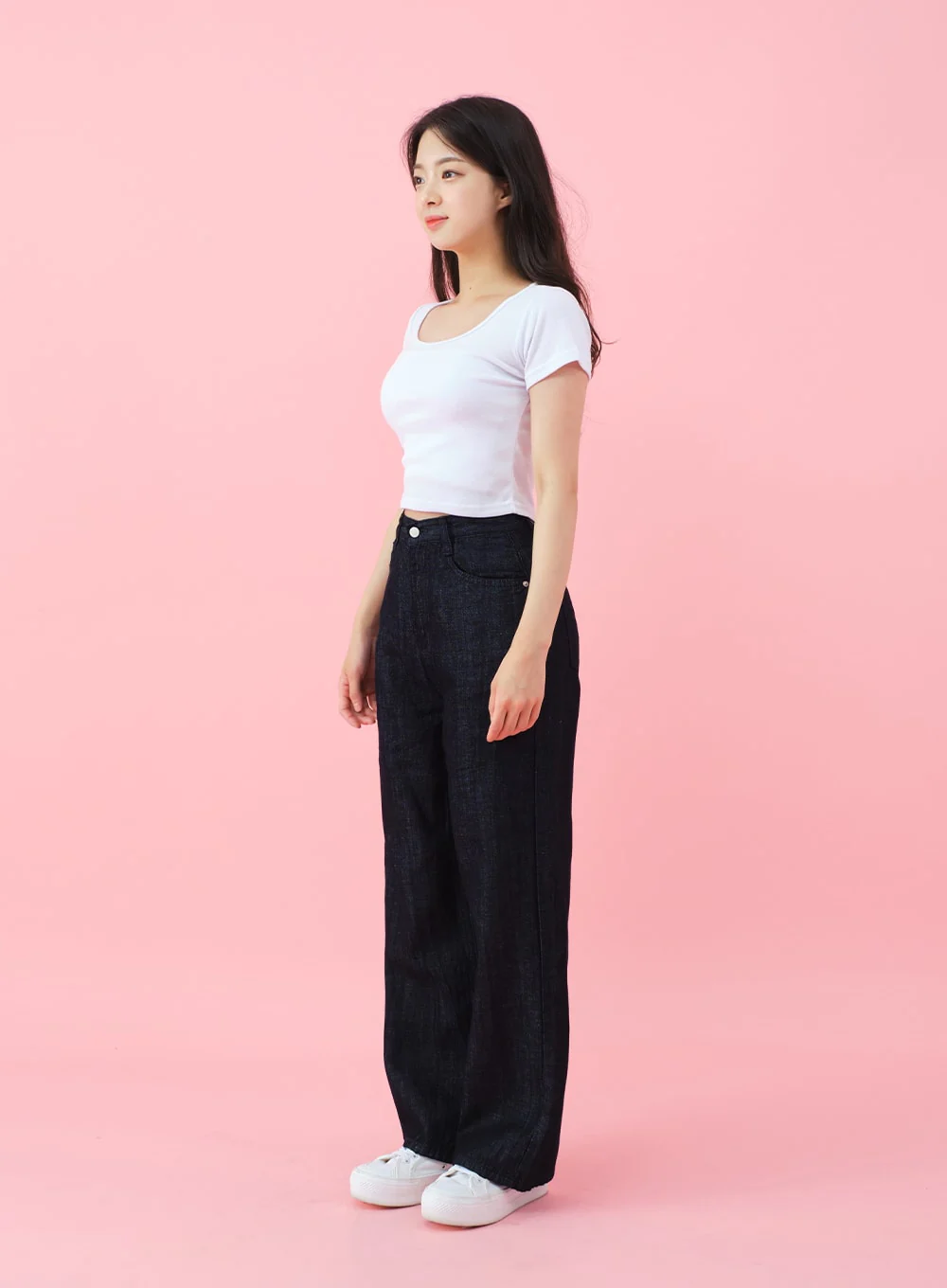 Deep Round Neck Basic Crop T-Shirt BU5 - Image 19