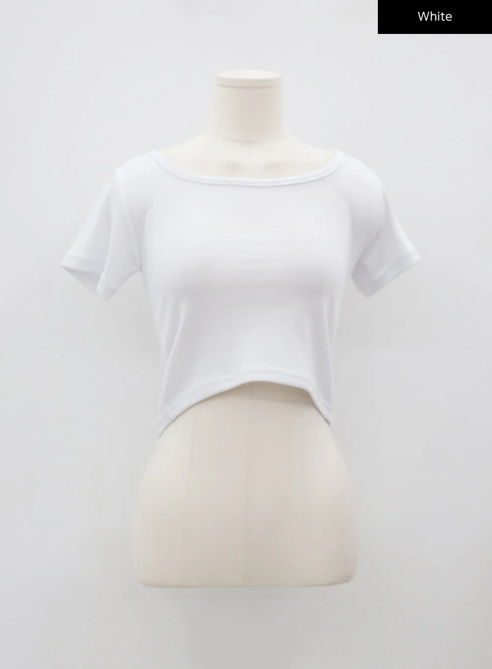 Deep Round Neck Basic Crop T-Shirt BU5 - Image 22